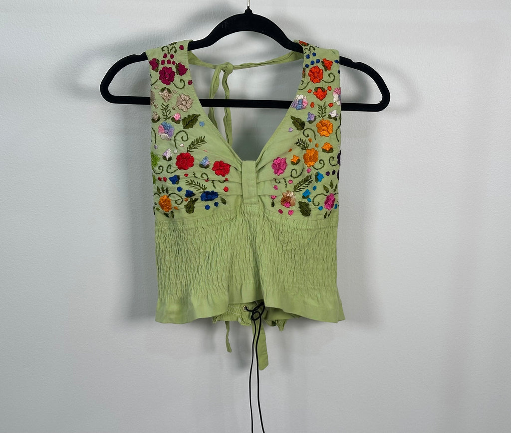 Vintage 70s Embroidered Floral Halter Top — Boho Archive Find