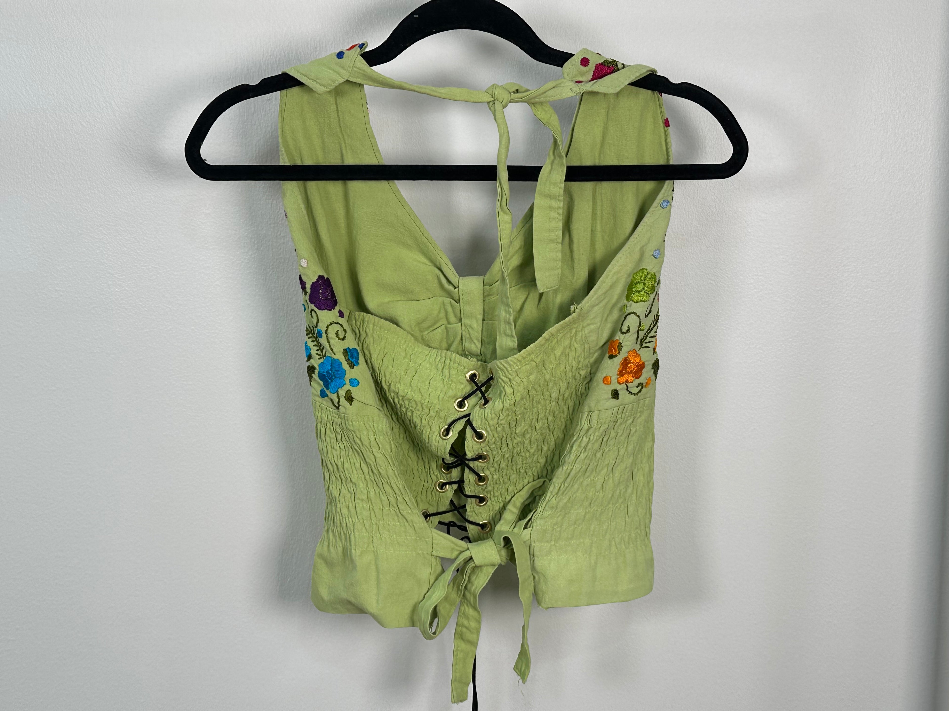 Vintage 70s Embroidered Floral Halter Top — Boho Archive Find