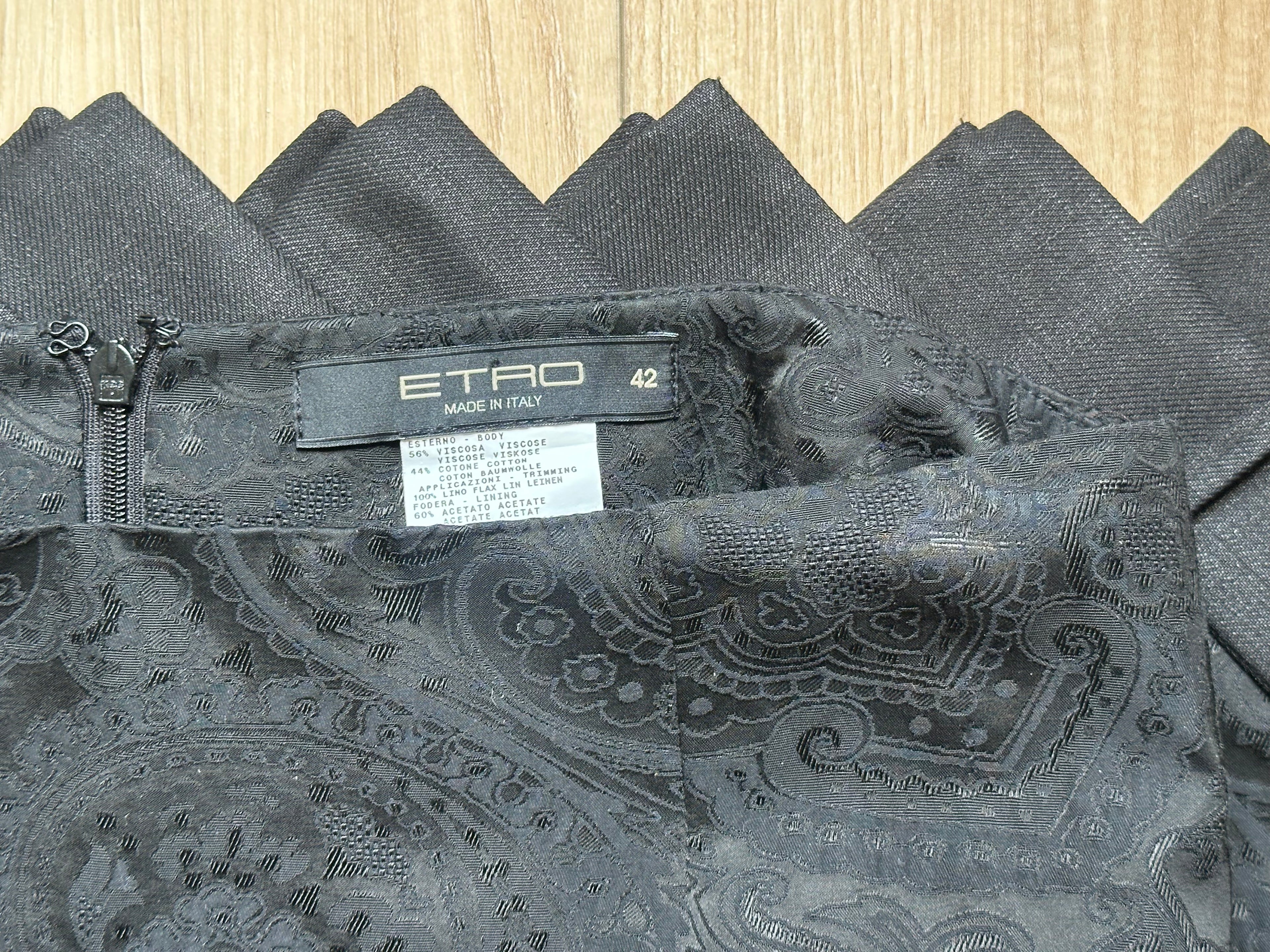 Vintage Etro Black Brocade Mini Skirt