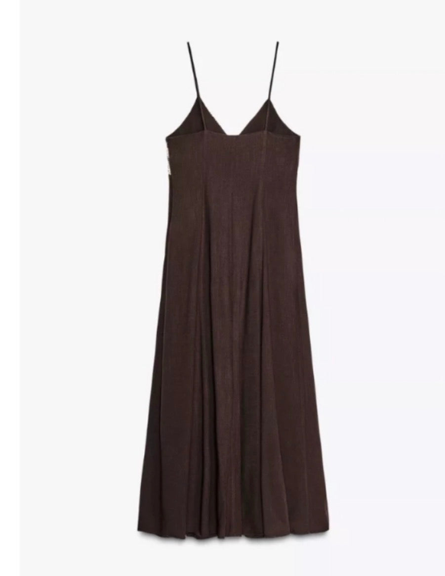 Zara Vintage Brown Midi Dress – Pre-Owned