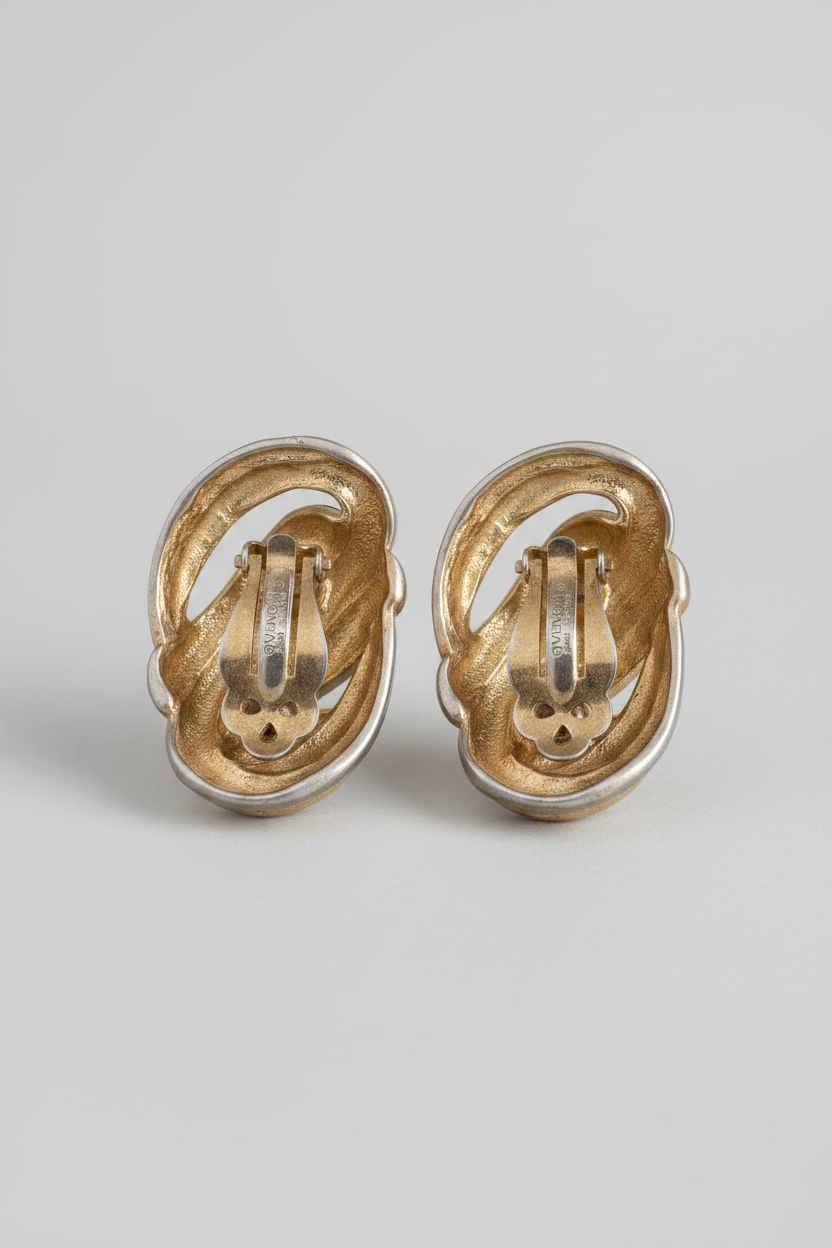 1980s Vintage Givenchy Gold Twisted Rope Clip-On Earrings