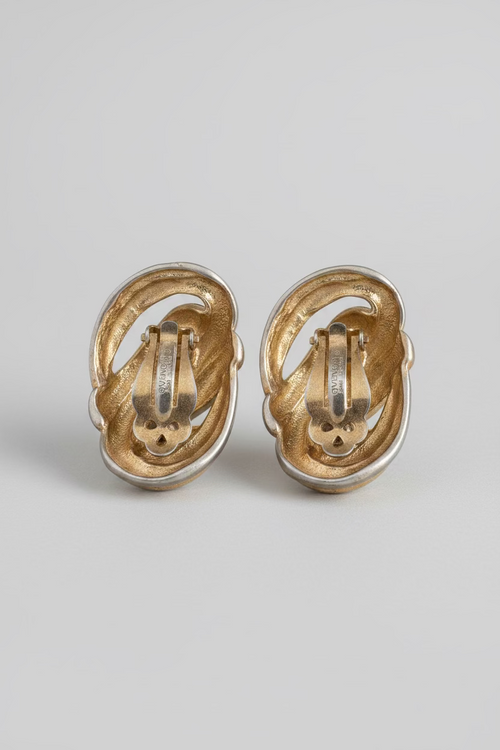 1980s Vintage Givenchy Gold Twisted Rope Clip-On Earrings