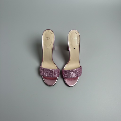 Fendi Pink Sequin FF Slide Heel — EU 39 / US 9