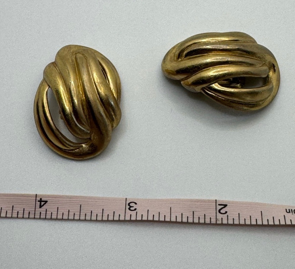 1980s Vintage Givenchy Gold Twisted Rope Clip-On Earrings