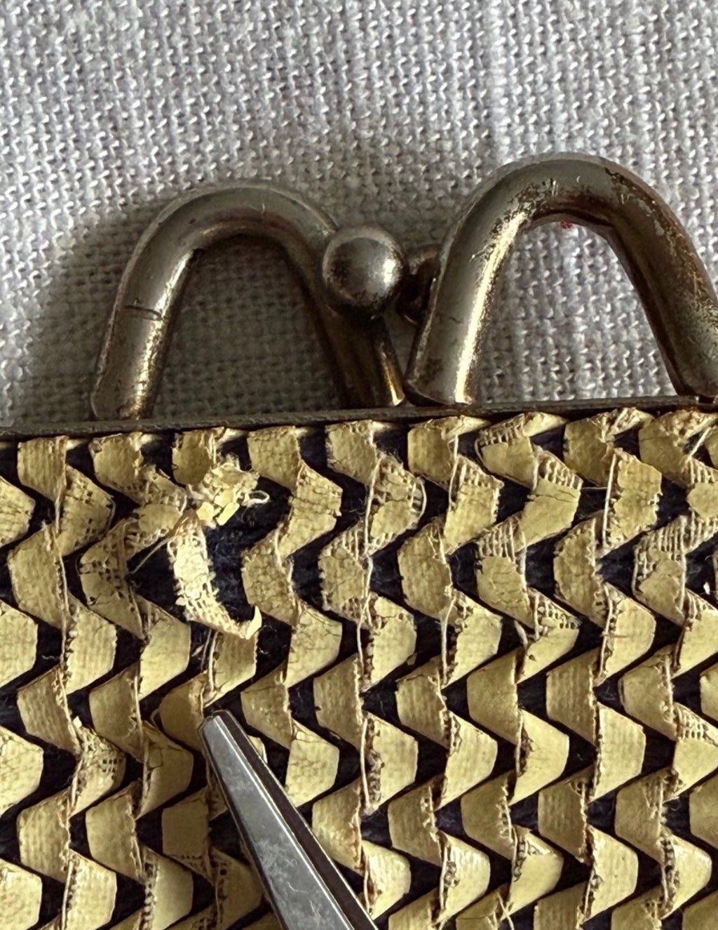 Vintage Woven Straw Stripe Summer Clutch Bag