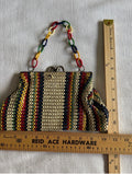 Vintage Woven Straw Stripe Summer Clutch Bag