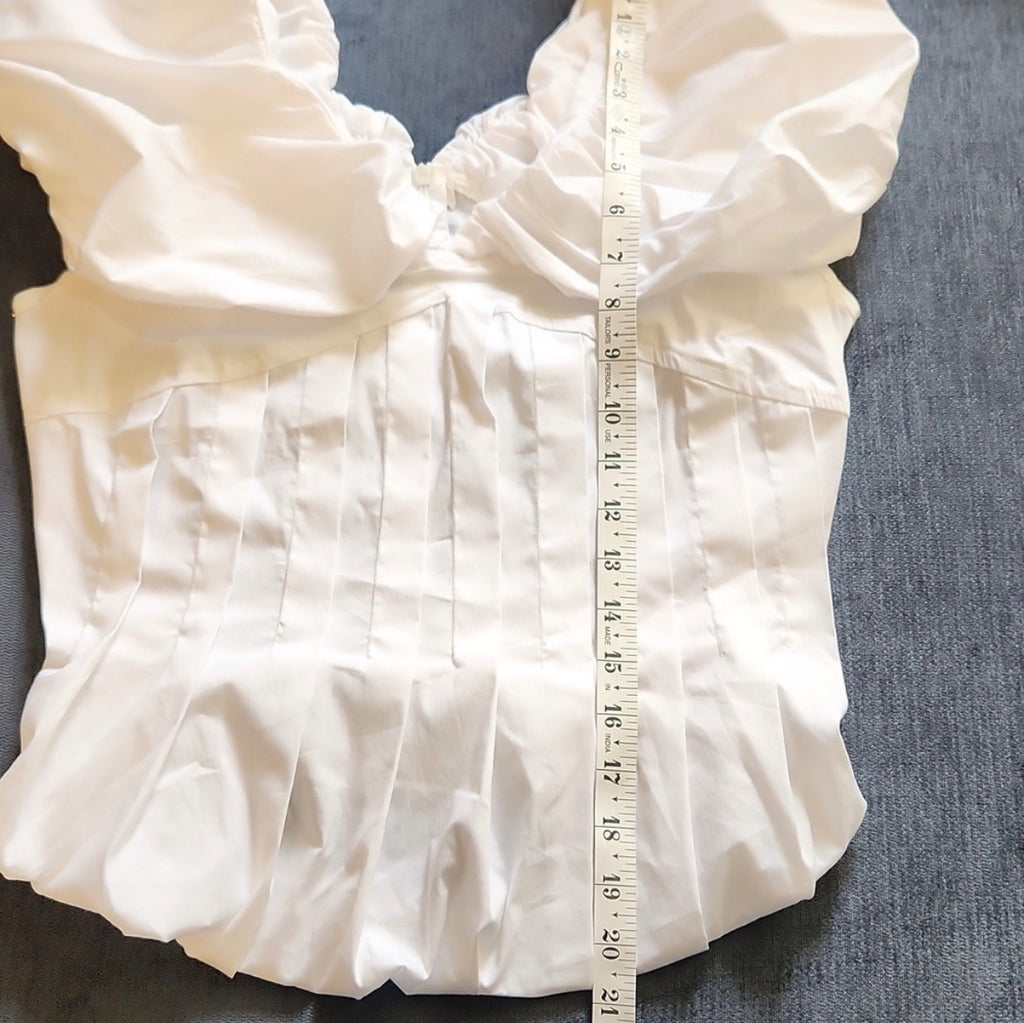 Vintage Puff Sleeve Pleated Silk Blouse Top – Made in Korea