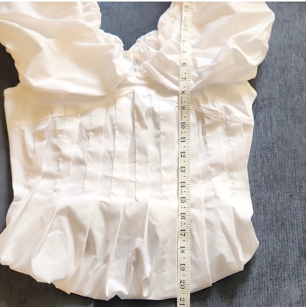 Vintage Puff Sleeve Pleated Silk Blouse Top – Made in Korea