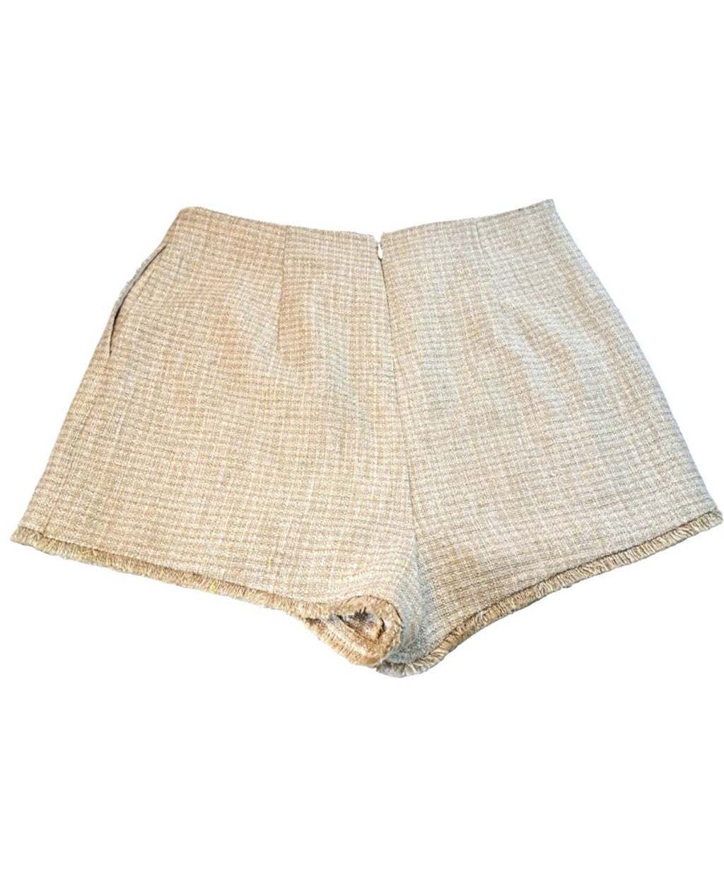 Lovers & Friends Beige Tweed Fringe Mini Skort – Women's Medium