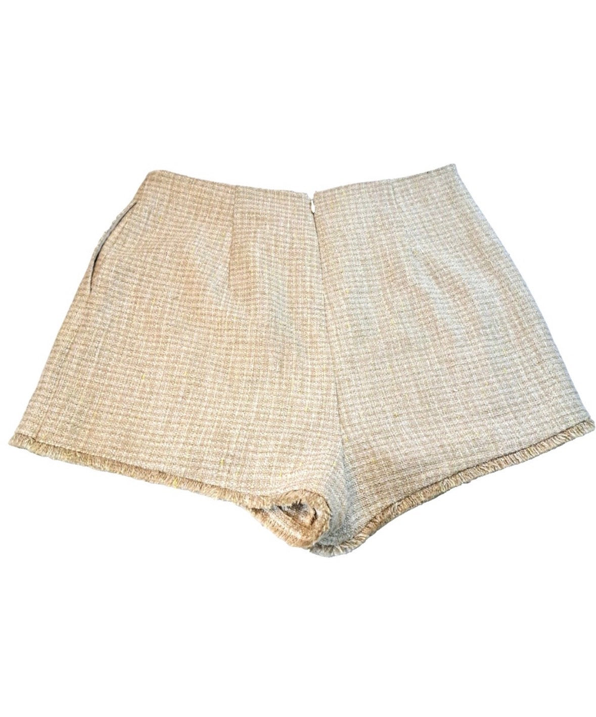 Lovers & Friends Beige Tweed Fringe Mini Skort – Women's Medium