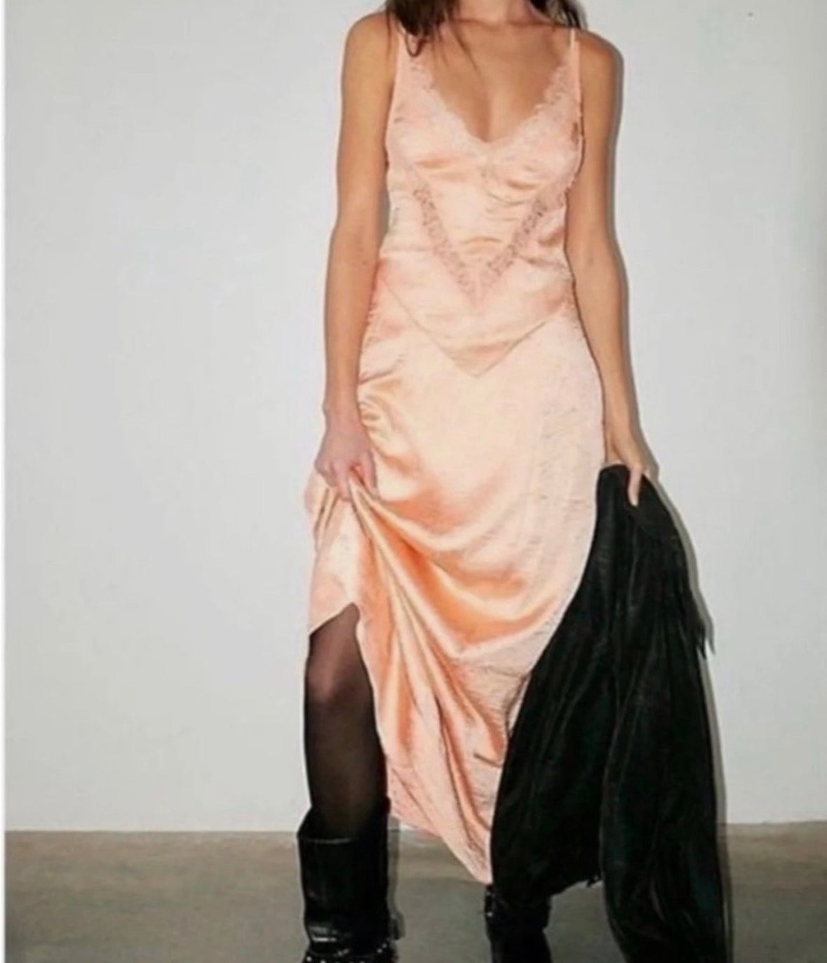 Free People Peach Satin Slip Maxi Dress — New With Tags, Size 6