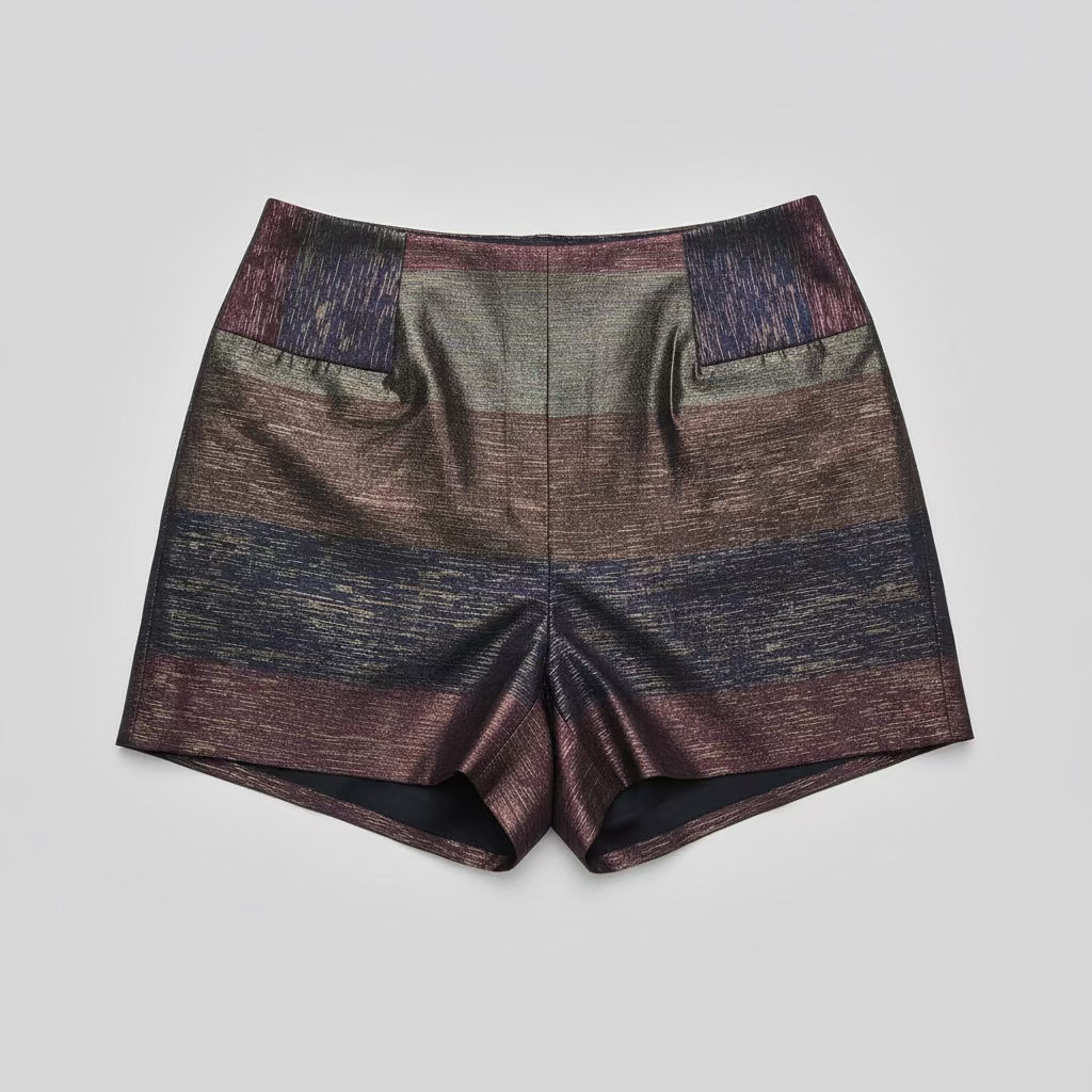 Jenni Kayne Iridescent Metallic High-Waist Shorts — Size 4
