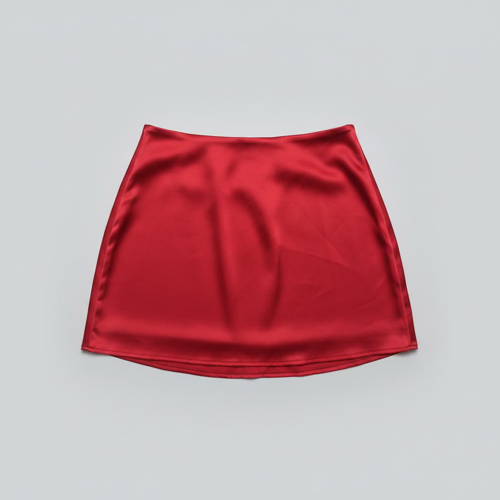 Vintage Red Satin Mini Skirt