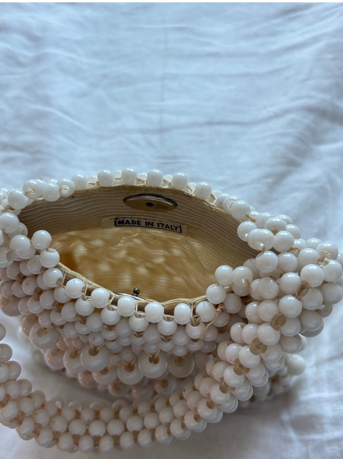 Vintage Italian White Beaded Pearl Handbag
