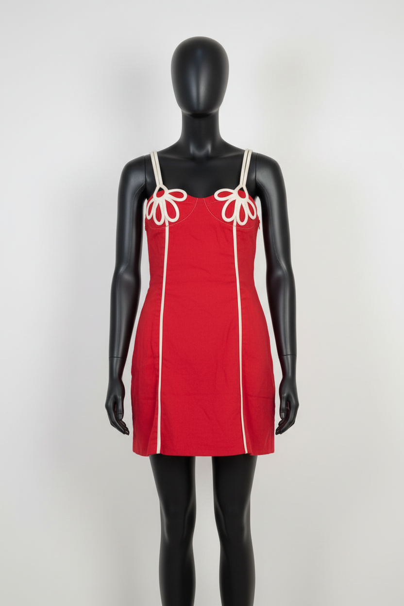 Farm Rio Red Mini Dress on Black Mannequin