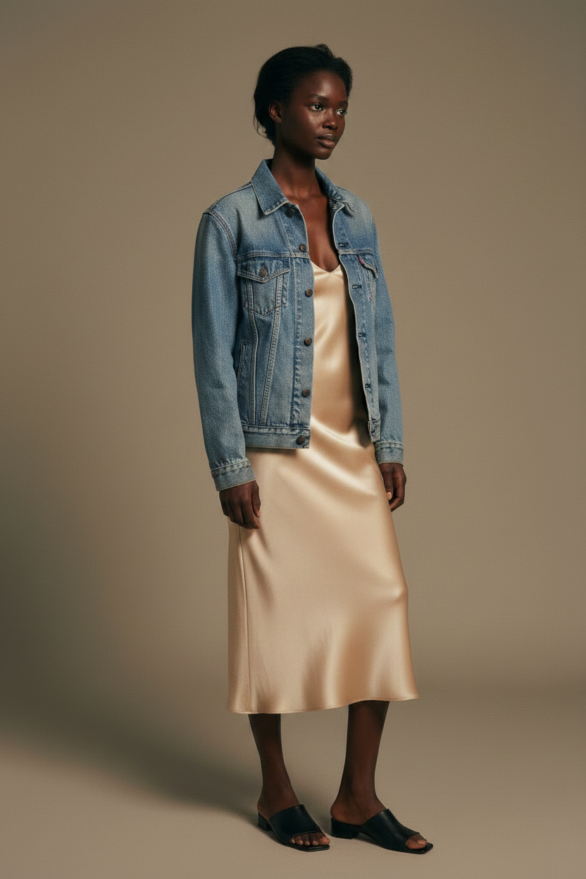 Levi's Trucker Jacket — Black Model Editorial