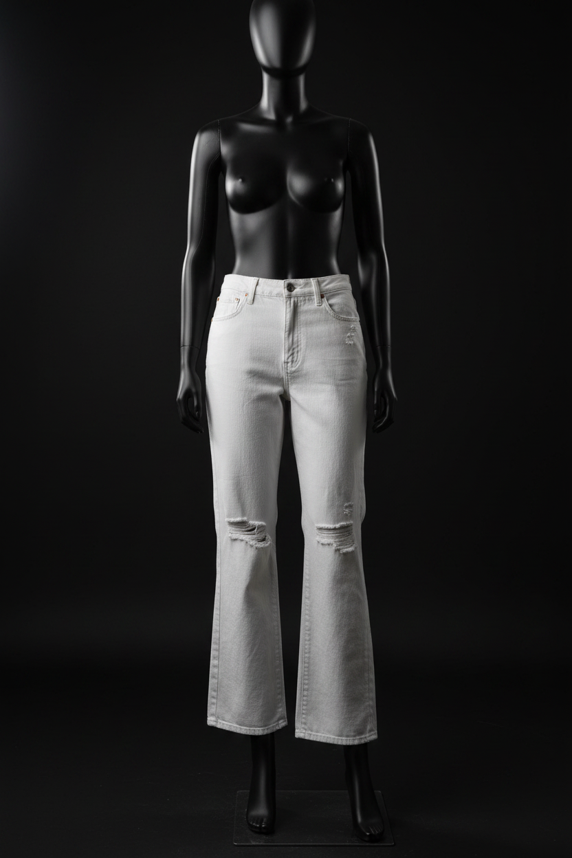 Pistola White Bootcut Distressed Jeans — Editorial