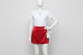 Red Satin Mini Skirt - White Mannequin Styled Look