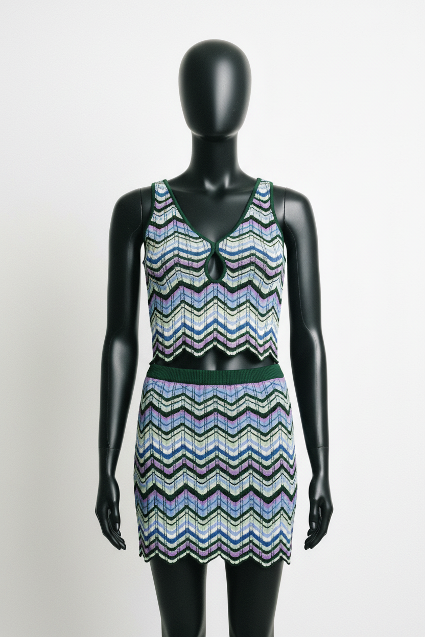 Torn by Ronny Kobo Set — Black Mannequin, Mini Skirt 3" Above Knee