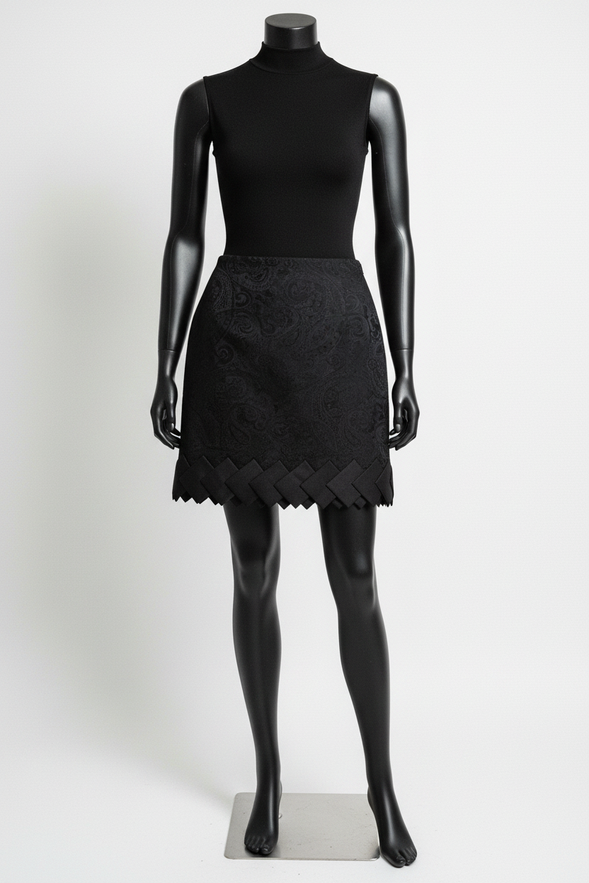 Vintage Etro Black Brocade Skirt — Black Mannequin Studio Editorial