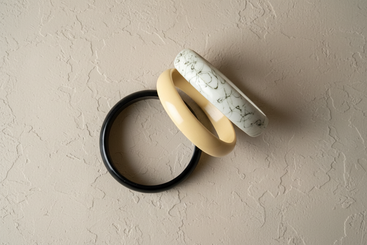 Vintage Resin Bangle Set - Editorial Flat Lay